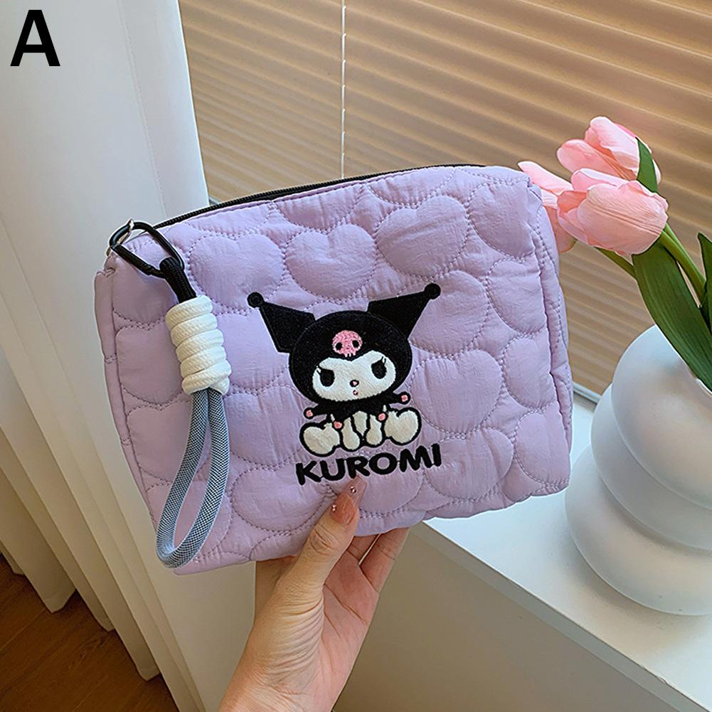 Bolsa de almacenamiento de dibujos animados coreana, bolsa de almacenamiento de artículos de tocador de gran capacidad, bolsa de cosméticos de dibujos animados de mano