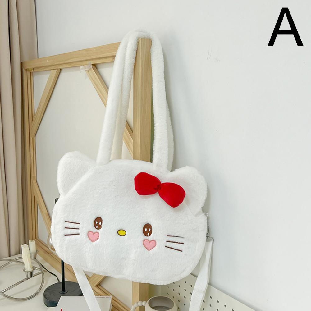 thumbnail image 1 of Bolso de hombro de felpa para mujer con gran capacidad, nuevo estilo, bonito bolso de estudiante con dibujos animados, bolso de mensajero suave con dibujos animados para chica., 1 of 7