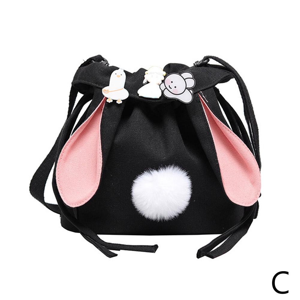 thumbnail image 1 of Bolso pequeño de lona para estudiantes de otoño, bonito bolso de hombro con cordón y colgante de color contrastante para dama., 1 of 7