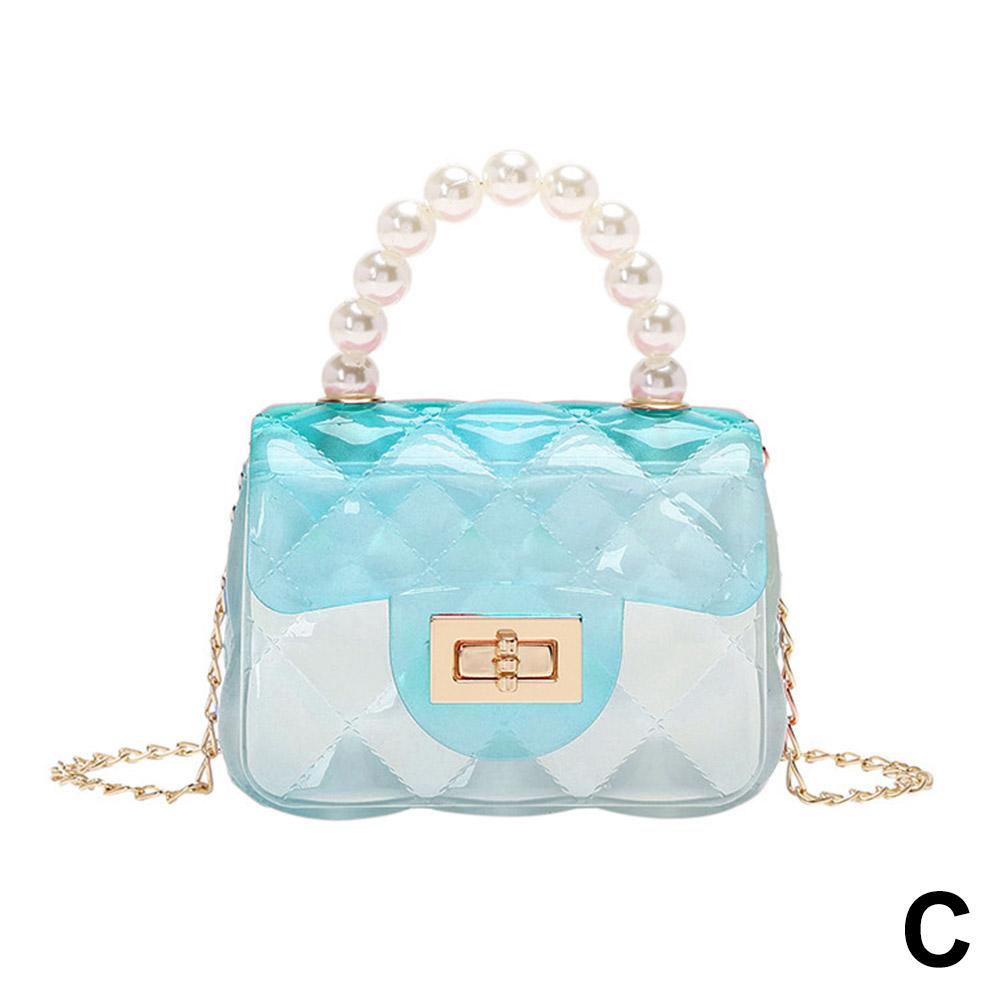 Bolso de verano transparente de PVC con perlas, pequeño, cuadrado, cruzado de un solo hombro para mujer