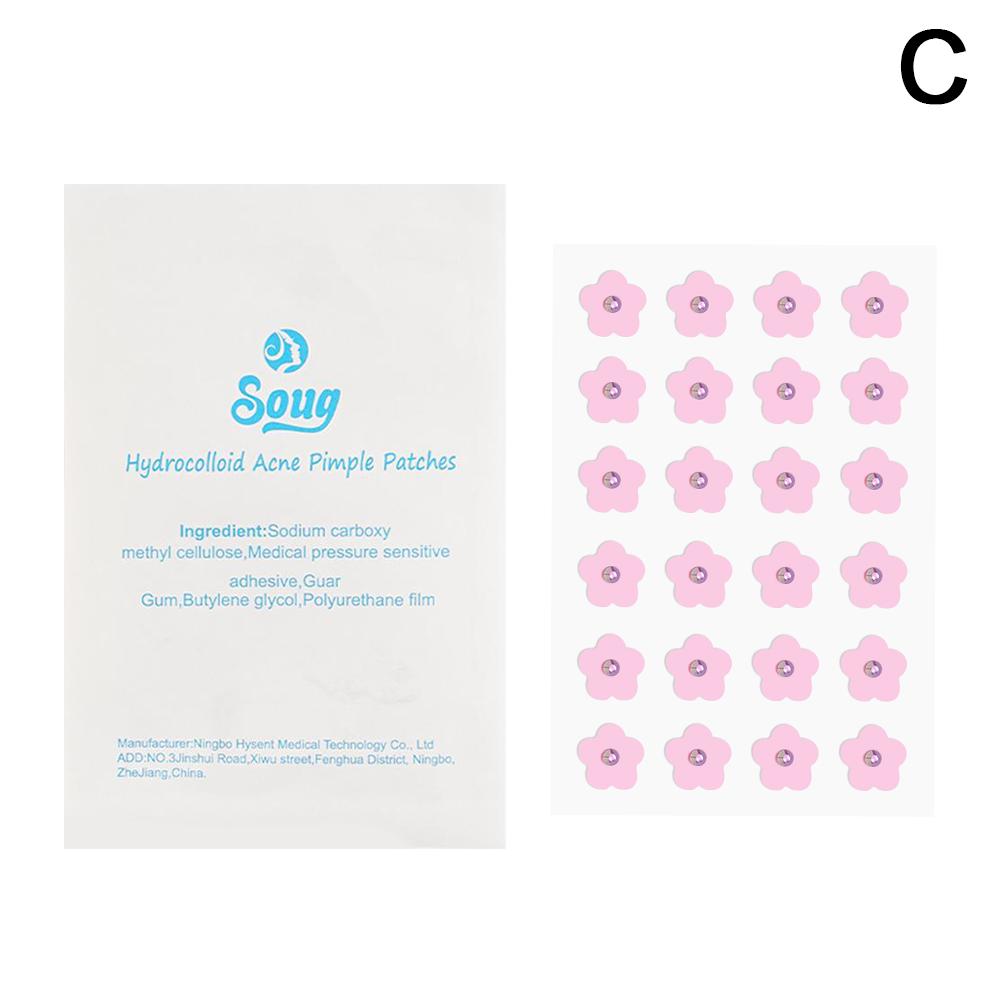 thumbnail image 1 of Parche hidrocoloide para el acné con flor rosa y diamante Soug, parche absorbente para el acné., 1 of 7