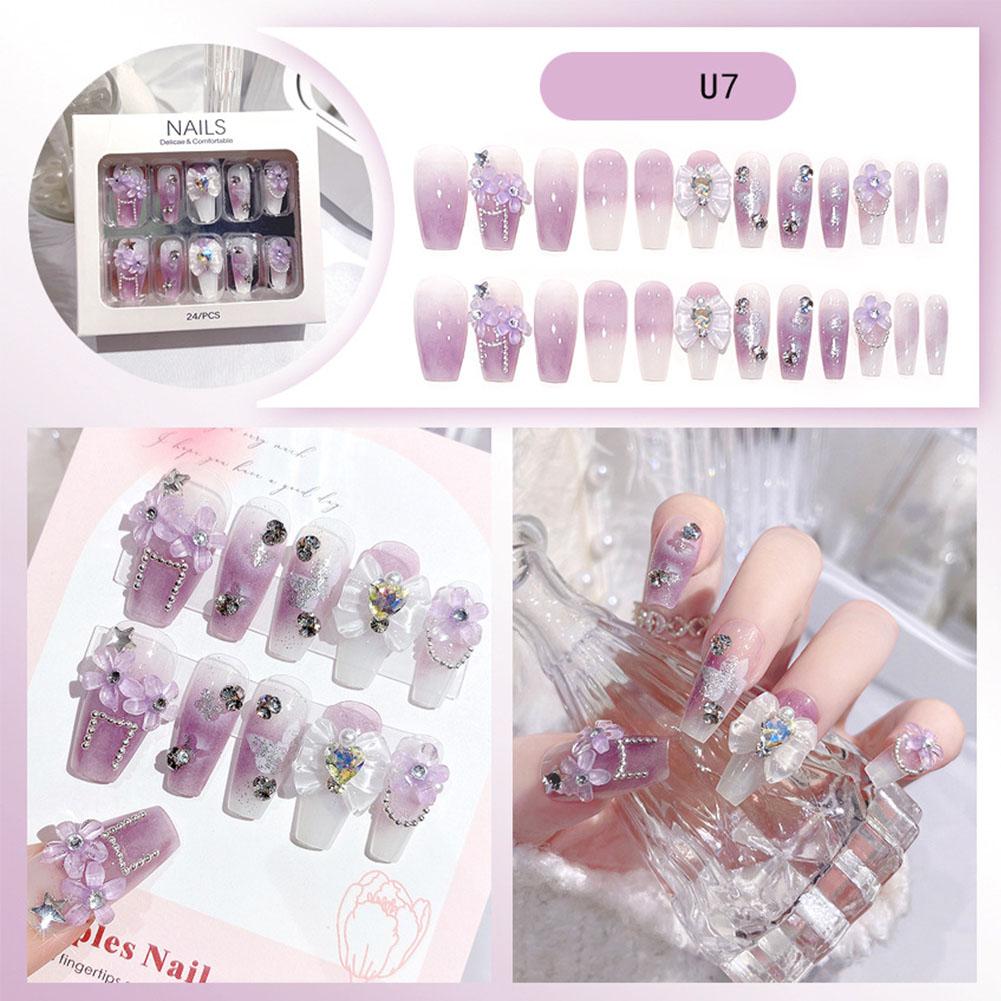 thumbnail image 1 of Manicura artesanal, producto terminado, parche de uñas de alta gama estilo Pure Desire, colección de parches de uñas Big Diamond con diamantes grandes, 1 of 2