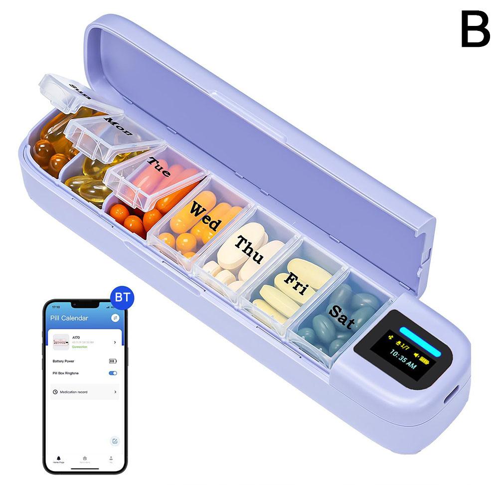 thumbnail image 1 of Caja de medicamentos electrónica inteligente, portátil, multifunción, con temporizador, alarma y recordatorio, para los siete días de la semana., 1 of 7