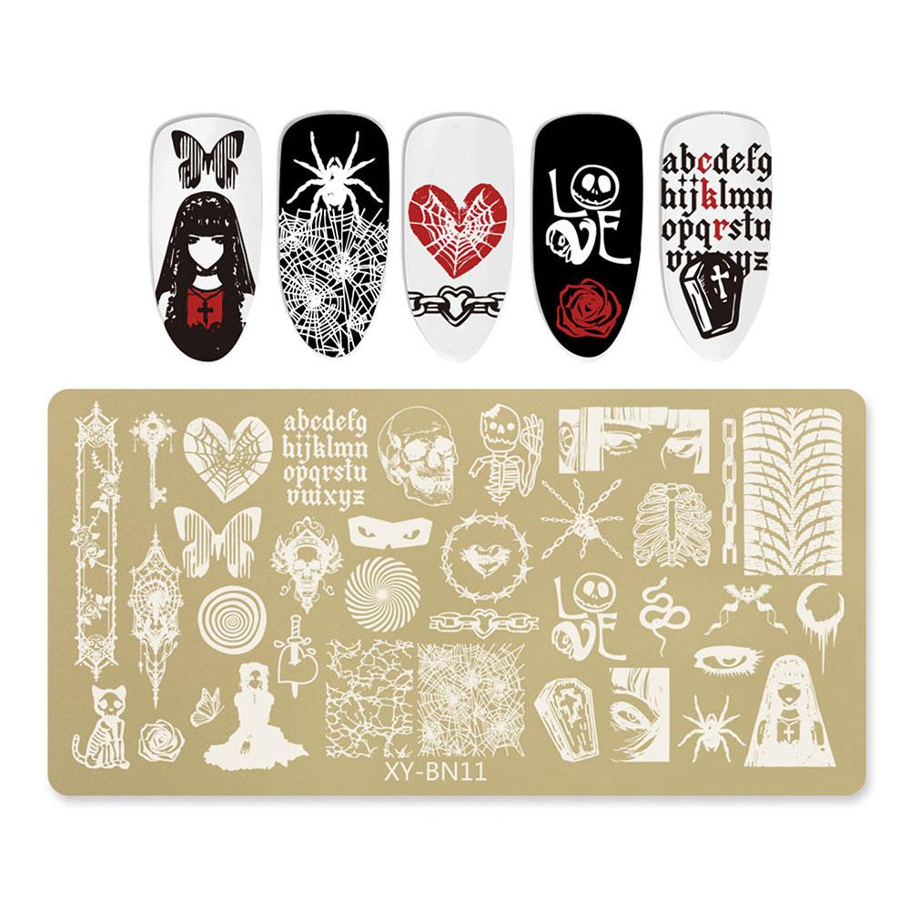 thumbnail image 1 of Placa de acero para impresión de uñas de estilo chino, con diseño de flor de bambú y mariposa, placa de impresión rectangular dorada, herramienta de transferencia de uñas., 1 of 7