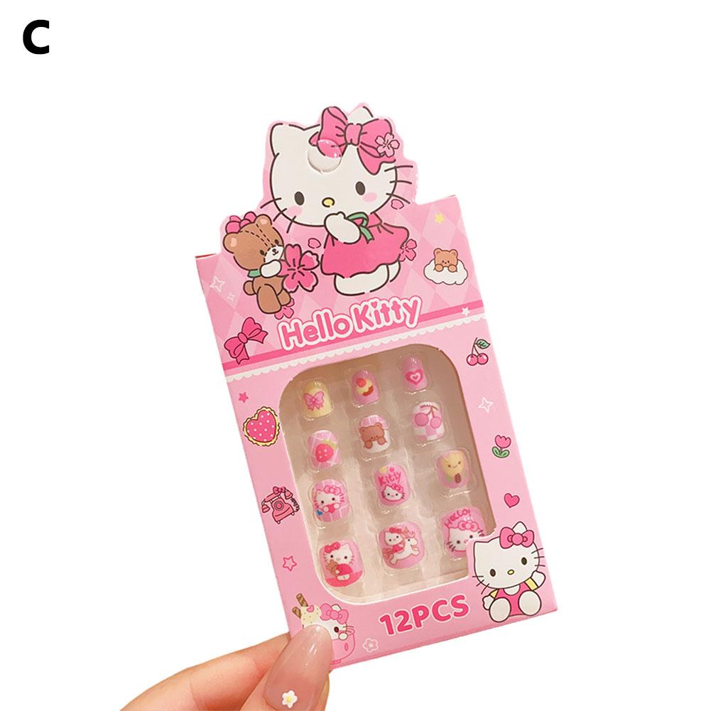 Pegatinas de uñas infantiles de Sanrio Katie Kuromi Girl, lindas pegatinas de uñas desmontables para niños, uñas dulces y lindas.