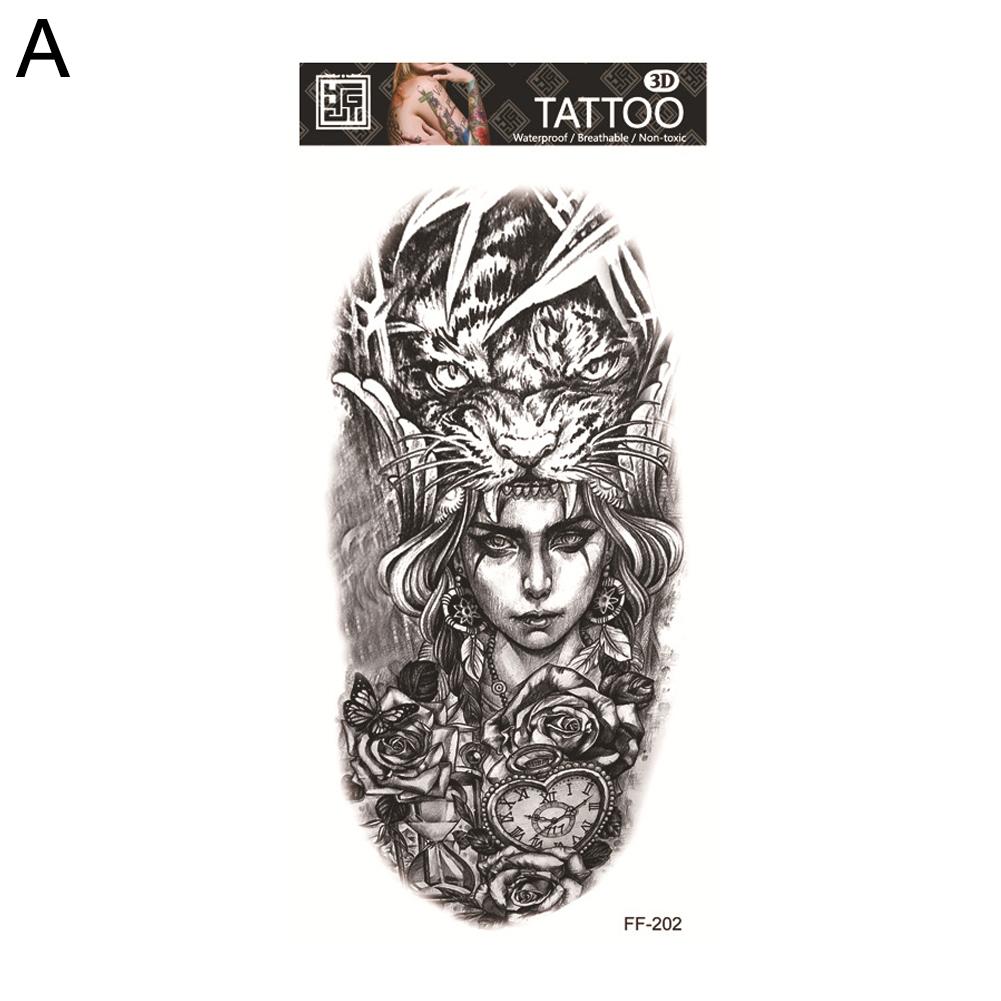 Pegatinas de tatuaje impermeables con tótem de cabeza de lobo y texto árabe