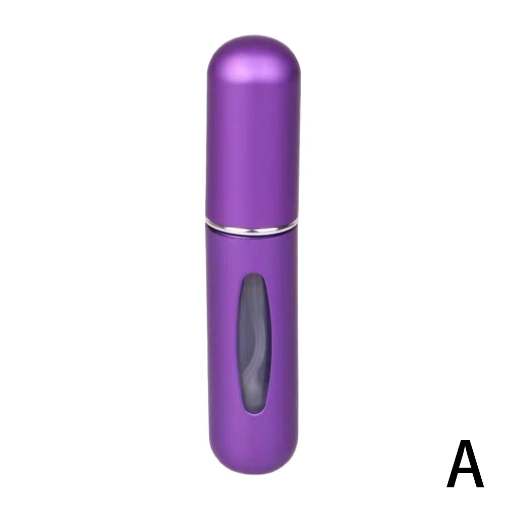 Botella de perfume de 5 ml, de aluminio, portátil, para viaje, con base de muestra, rellenable, con pulverizador.