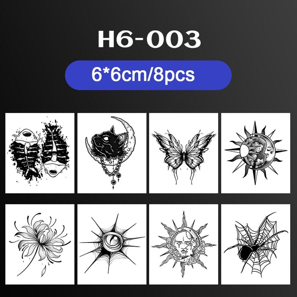 Tatuajes de hierbas con diseño geométrico de rosa, mariposa, alas, mano, jugo, femenino, masculino, semipermanente, no reflectante, impermeable, de larga duración.