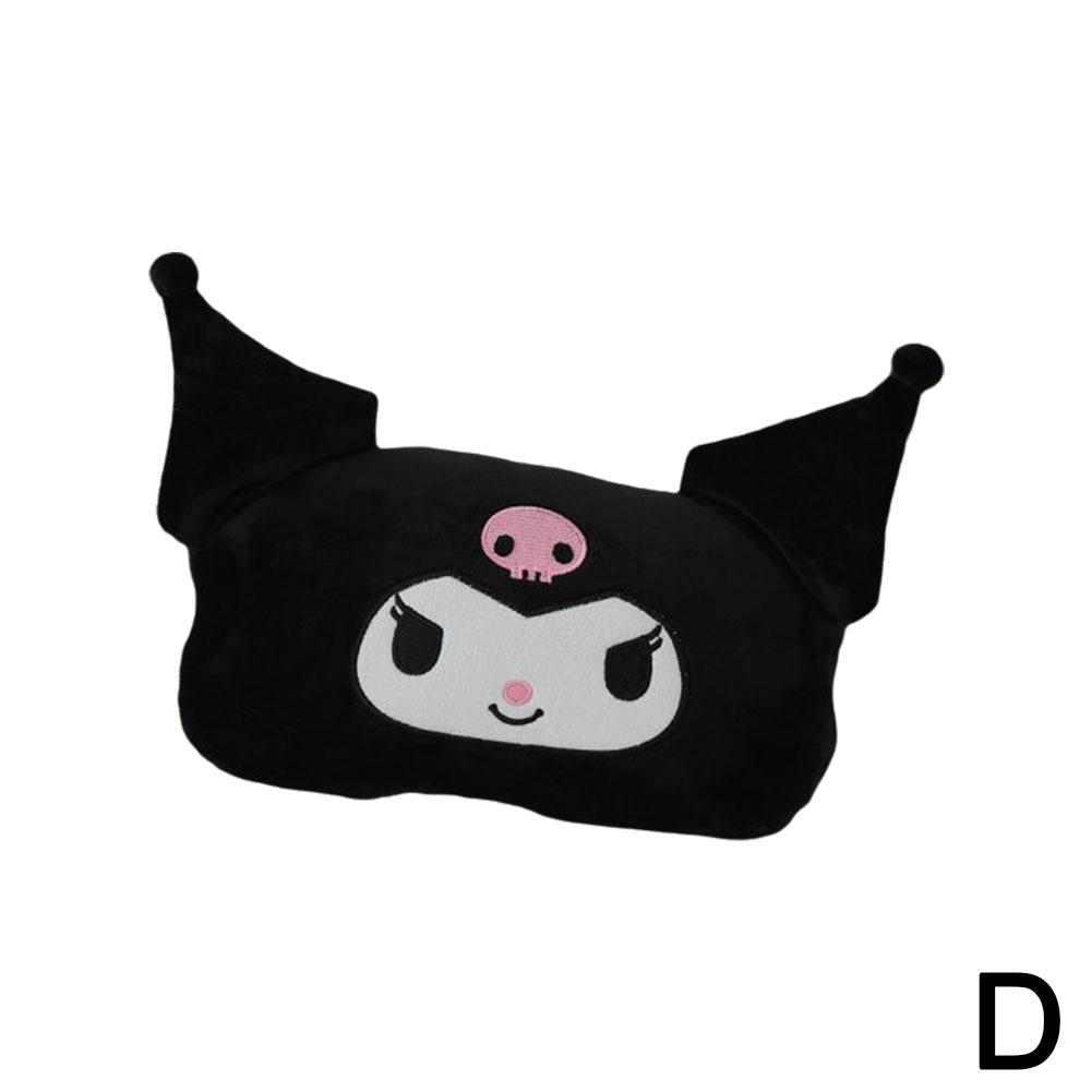 Manta y cojín para sofá con diseño de melodía Kuromi, dos en uno, para coche, reposacabezas y cinturón de seguridad