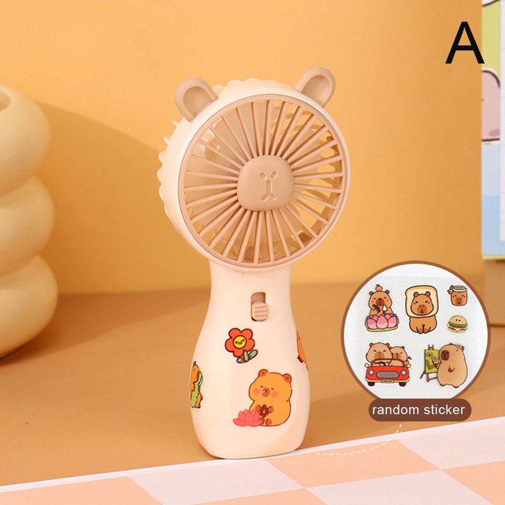 thumbnail image 1 of Mini ventilador de mano Capybara, carga USB, silencioso, portátil, de escritorio, para estudiantes, gran ventilador de energía eólica, 1 of 2