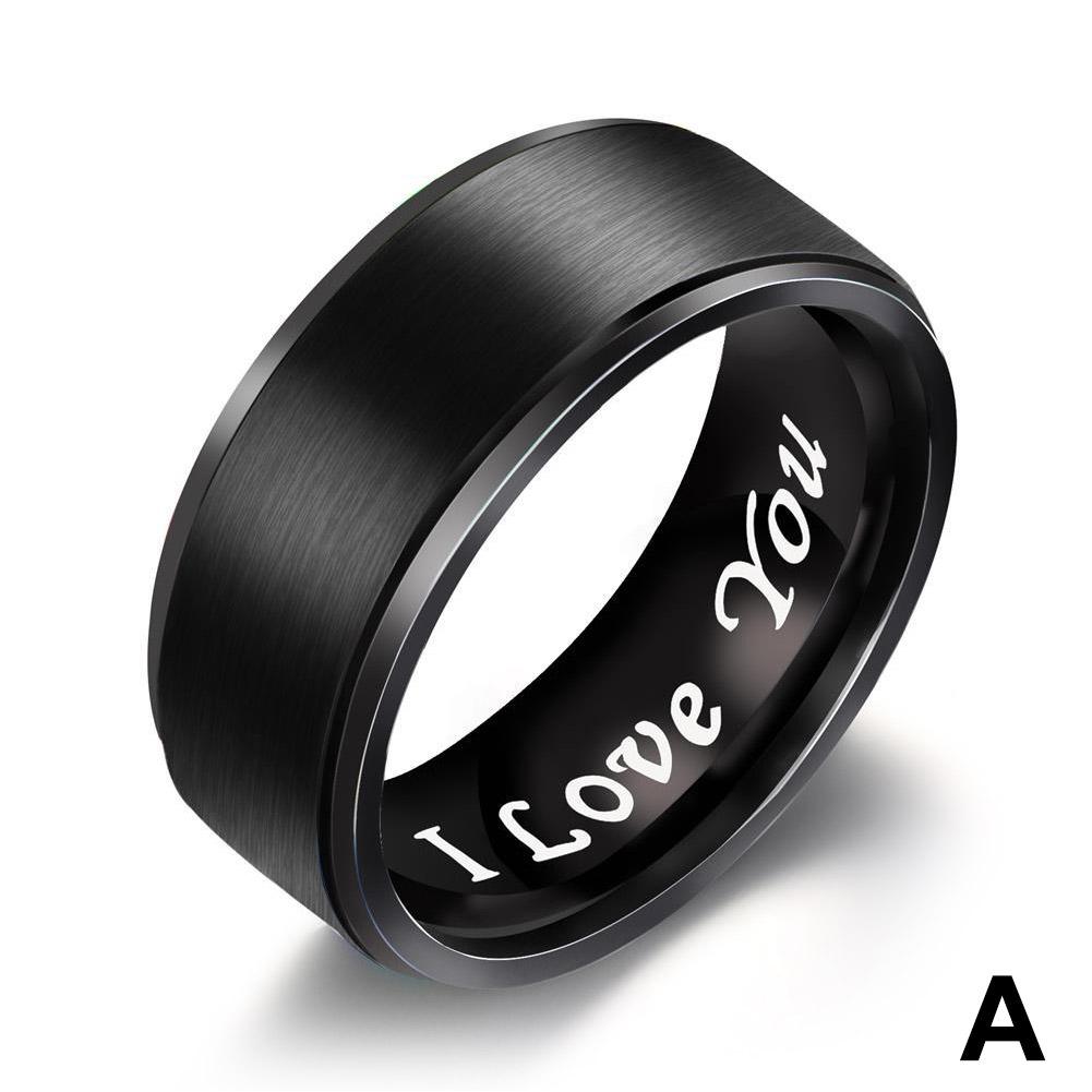 thumbnail image 1 of Anillo de acero inoxidable para hombre, regalo de San Valentín, con letras personalizadas y creativas., 1 of 2