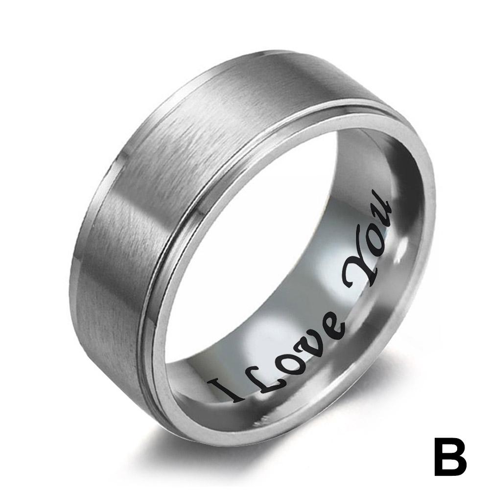 Anillo de acero inoxidable para hombre, regalo de San Valentín, con letras personalizadas y creativas.