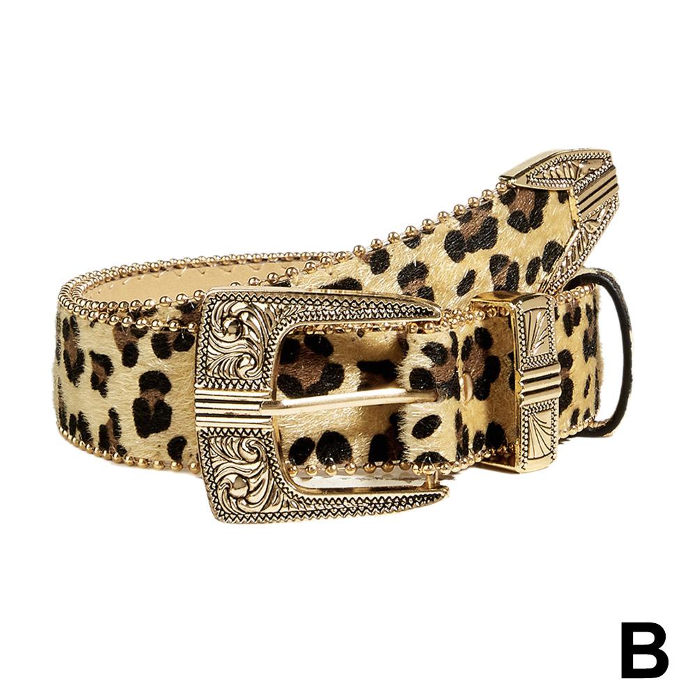 thumbnail image 1 of Cinturón de piel suave con estampado de leopardo para mujer, cinturón decorativo con personalidad retro avanzada, para chica atractiva que combina con todo., 1 of 7