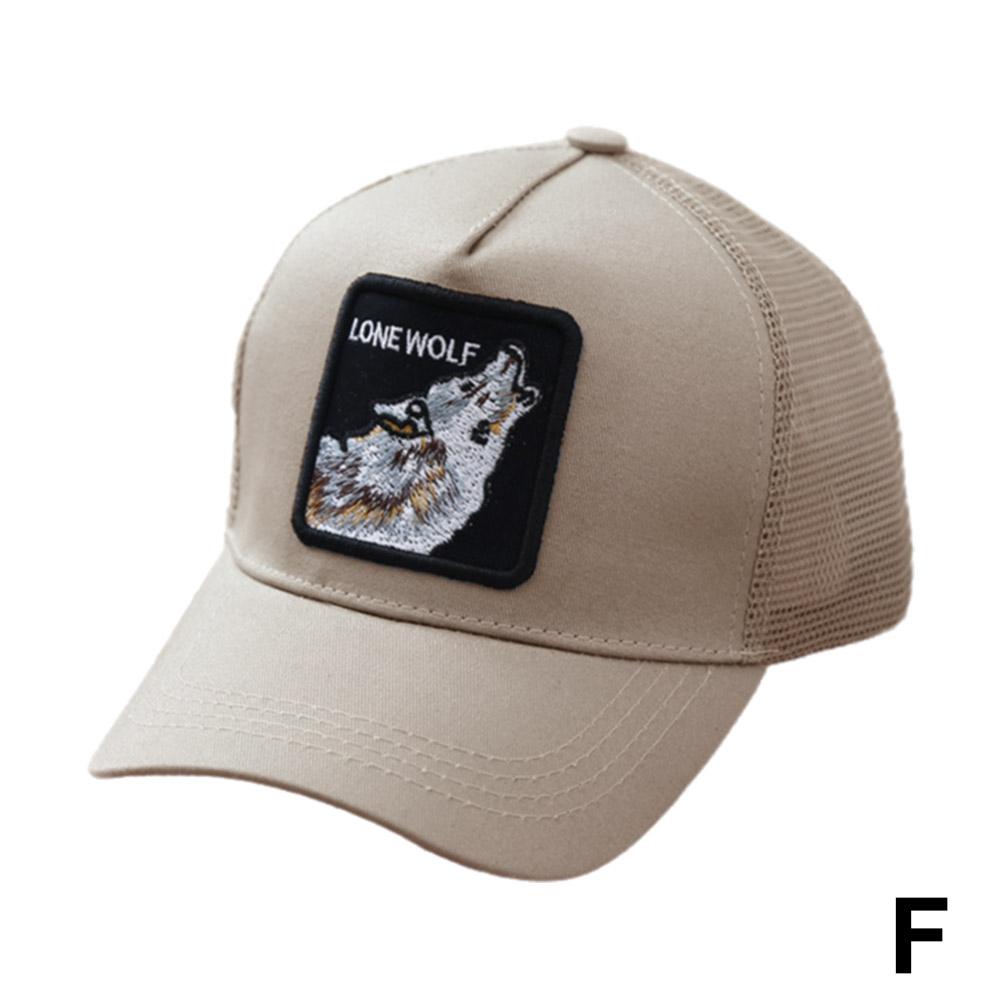 thumbnail image 1 of Gorra de béisbol bordada con animales, estilo camionero, con diseño de pantera negra, gallo y lobo., 1 of 7