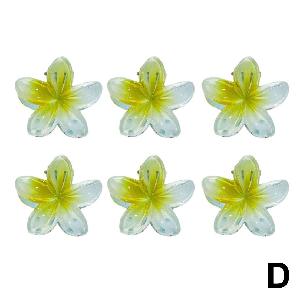 thumbnail image 1 of 6 horquillas para el pelo con flores de frangipani transparentes de color degradado para mujer, pinzas para sujetar la parte trasera de la cabeza, accesorios para el cabello de moda., 1 of 2