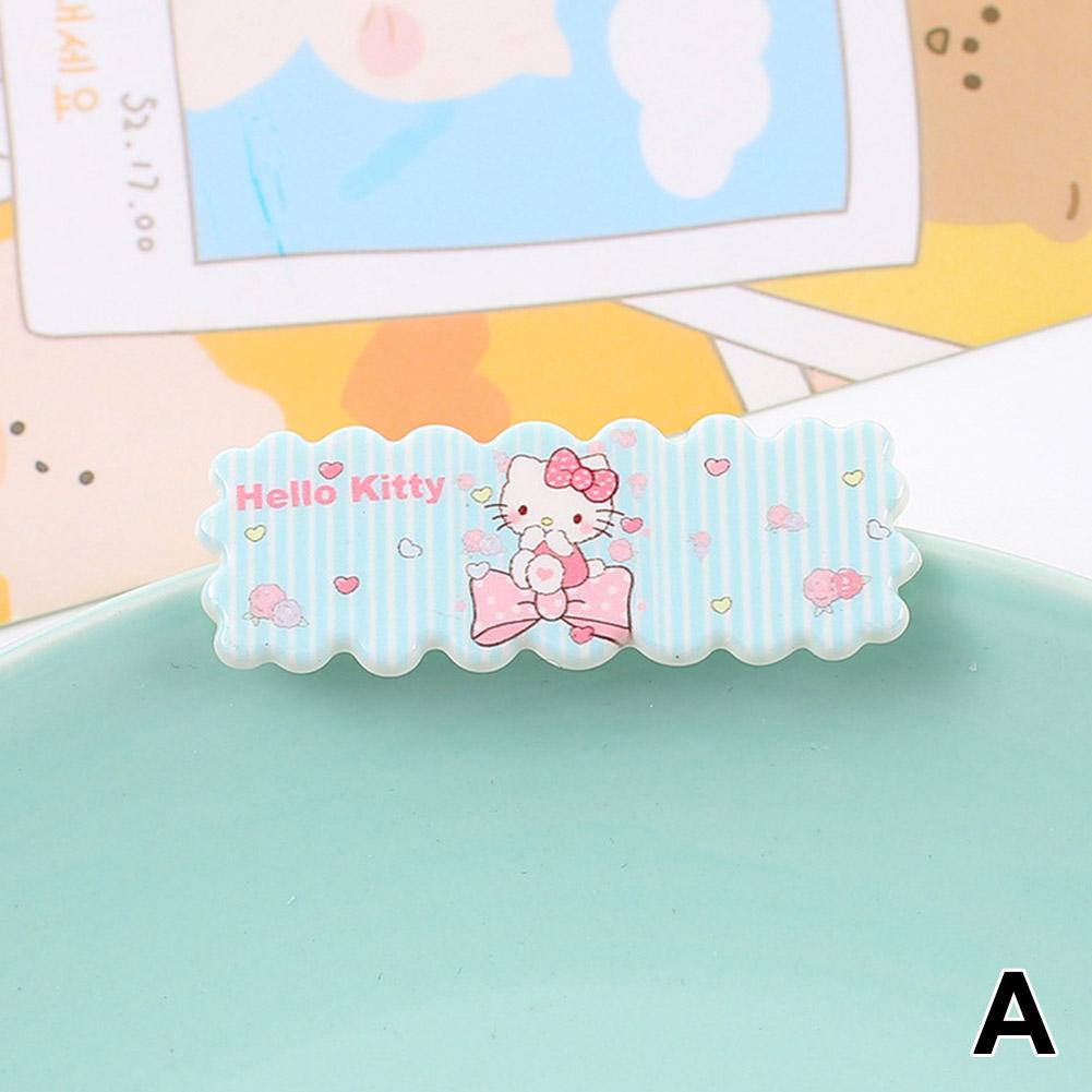 Horquilla rectangular con diseño de gato Kt de dibujos animados, flequillo para niña, clip lateral, tocado retro