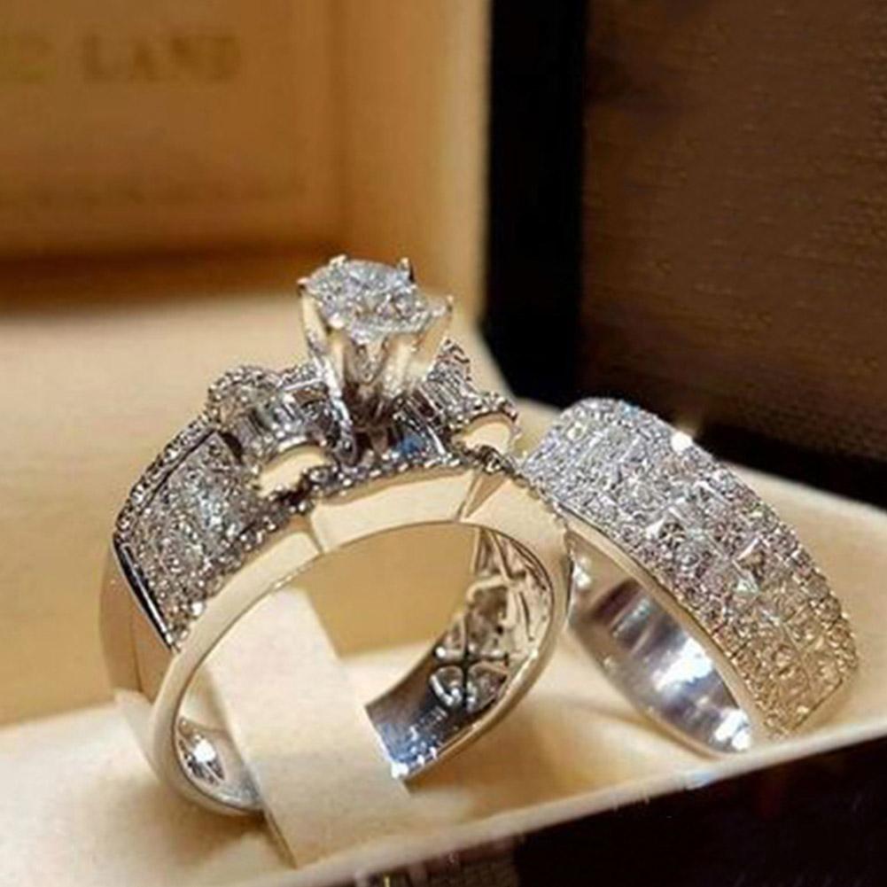 thumbnail image 1 of Venta caliente transfronteriza de nuevos productos, conjunto de anillos de diamantes dos en uno, anillo de boda de moda europea y americana, anillo de par, venta directa de fábrica de anillos, 1 of 2
