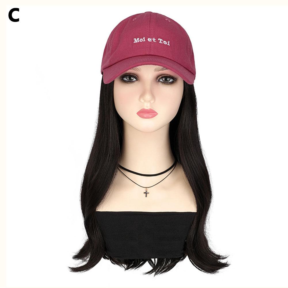 thumbnail image 1 of Peluca de sombrero todo en uno para mujer, gorra de béisbol rizada y relajada, peluca de cabello natural de imitación que combina con todo, cubre toda la cabeza., 1 of 7