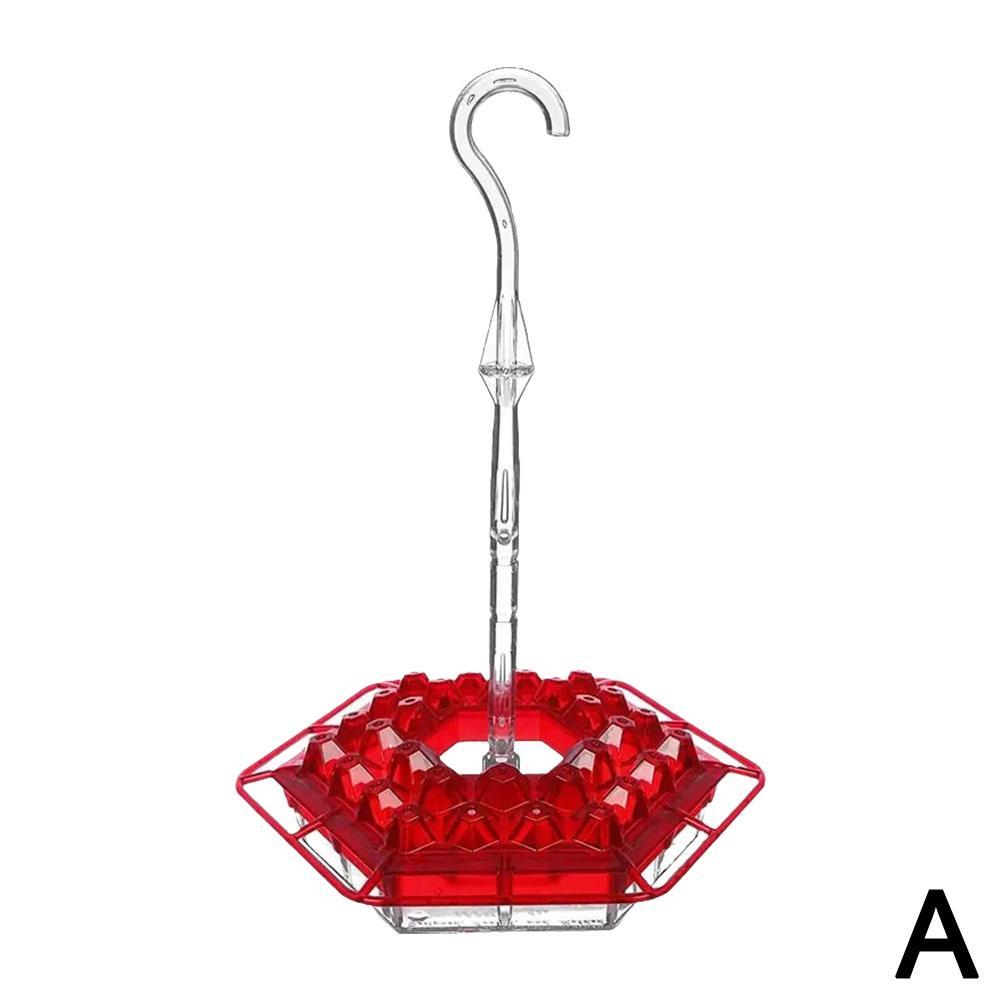 Comedero para colibríes con gancho hexagonal rojo colgante para pájaros de jardín