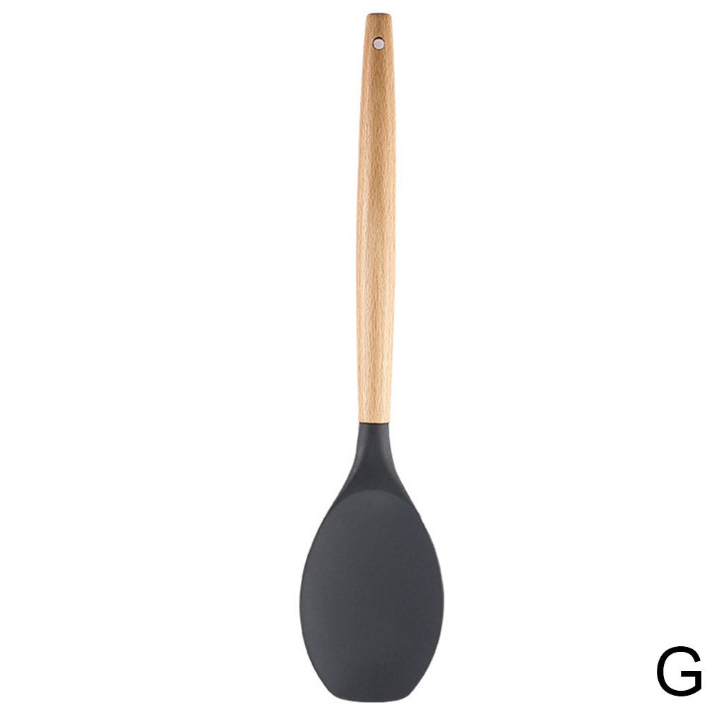 thumbnail image 1 of Juego de utensilios de cocina de silicona con mango de madera de 11 piezas, resistentes a altas temperaturas, espátula antiadherente, cuchara, juego de cocina de 12 piezas, 1 of 7