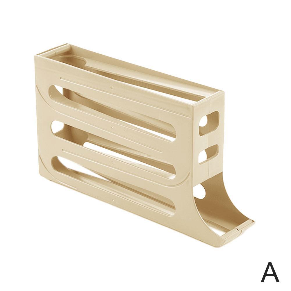 Caja de almacenamiento de huevos para cocina, con cuatro niveles de deslizamiento, para refrigerador, con bandeja rodante automática y anticaídas