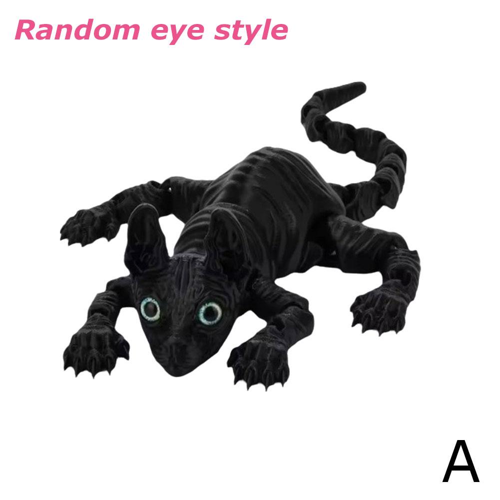 thumbnail image 1 of Juguete de gato esfinge impreso en 3D, adorno decorativo, muñeco de gato sin pelo, juguete articulado para inquietarse., 1 of 2