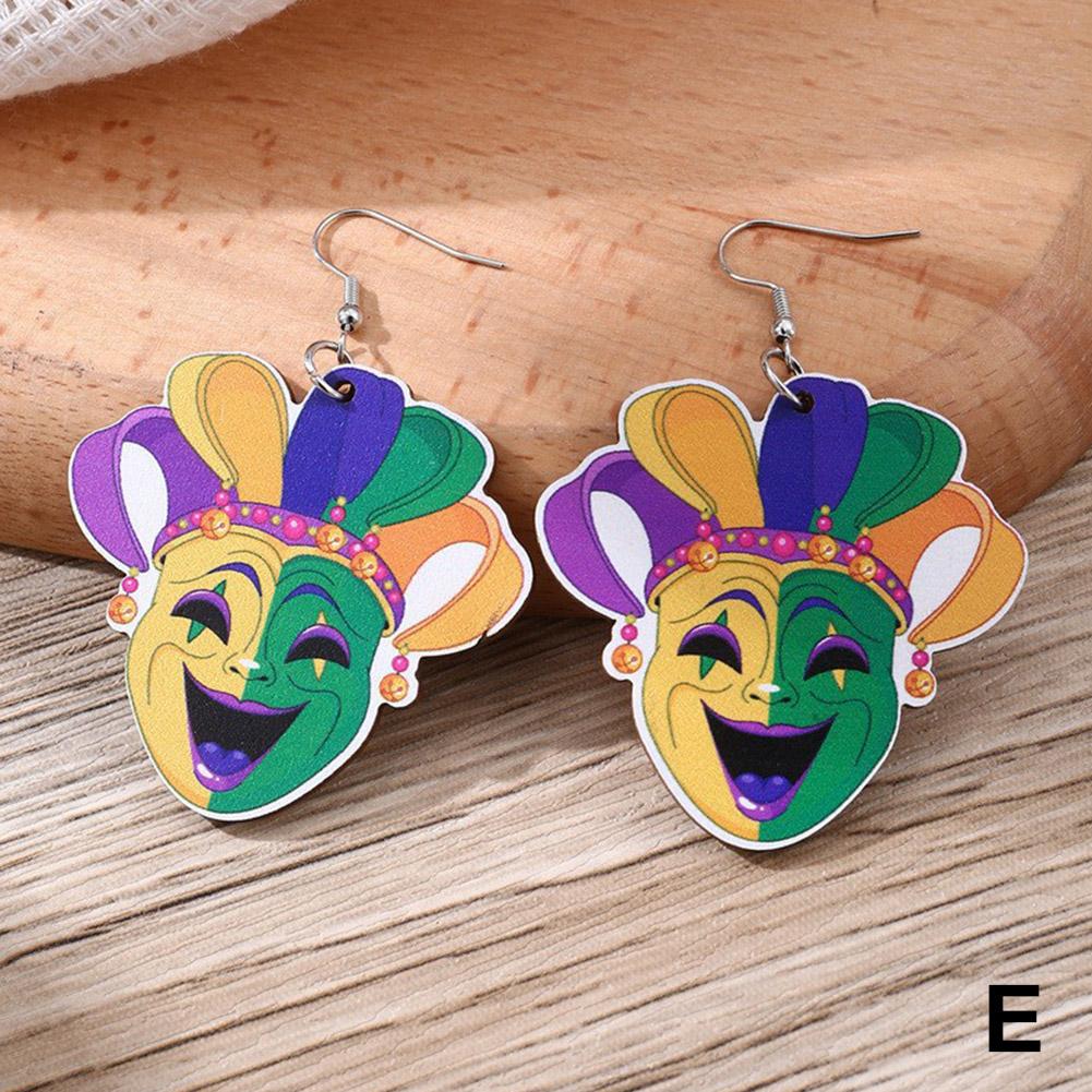 Pendientes planos de acrílico del Carnaval Irlandés. Pendientes con sombrero de payaso de San Patricio. Joyería navideña.