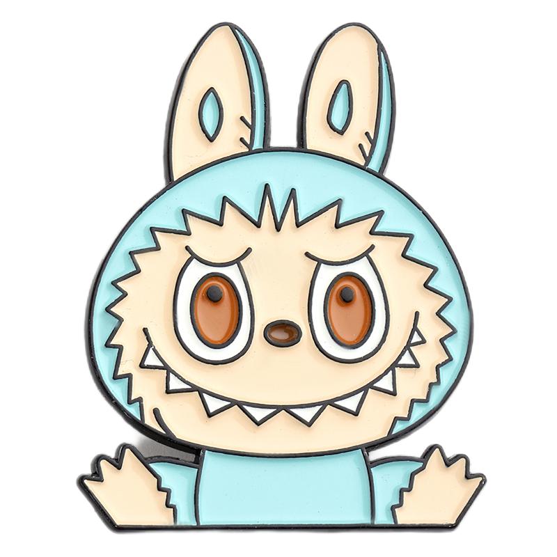Insignia de esmalte de metal de aleación Labubu de Año Nuevo, broche de dibujos animados, lindo elfo, decoración de bolso bidimensional