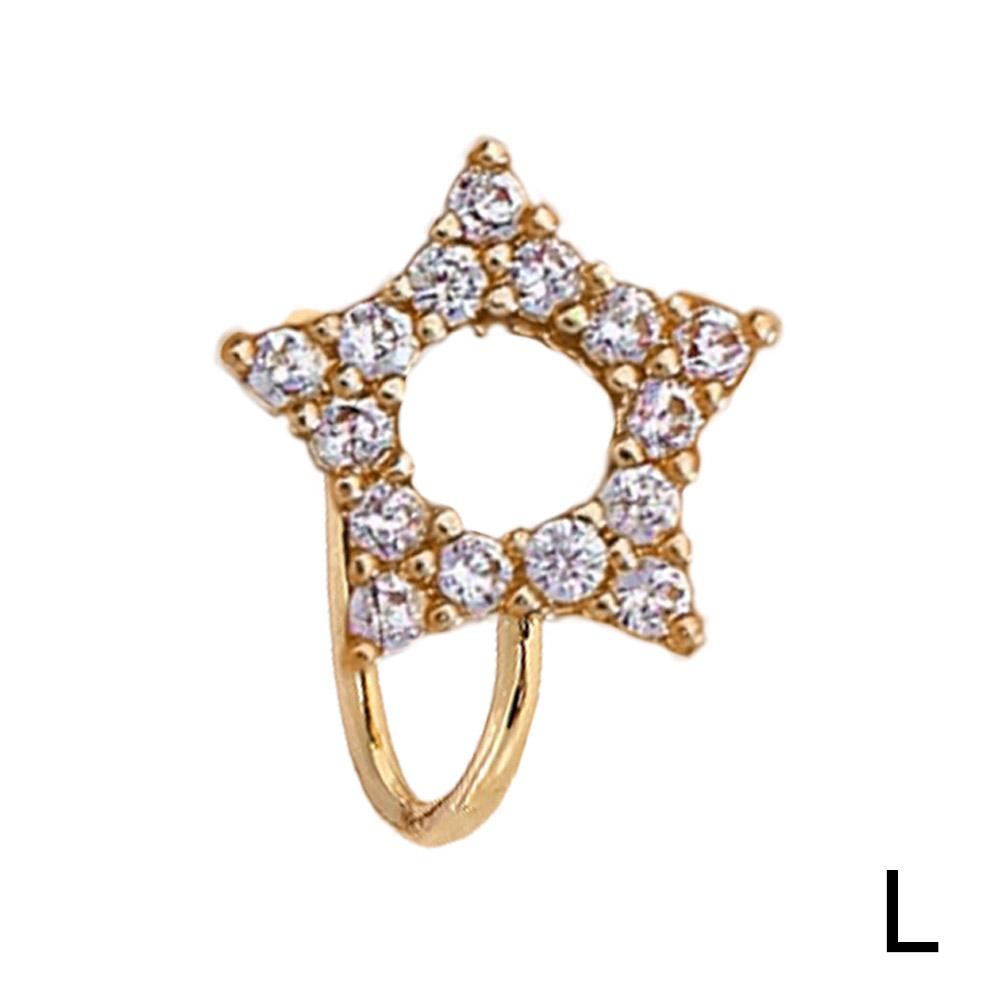 Piercing para la nariz en forma de U, sin perforaciones, con microincrustaciones de circonita, forma de corazón y corona de cola de pez