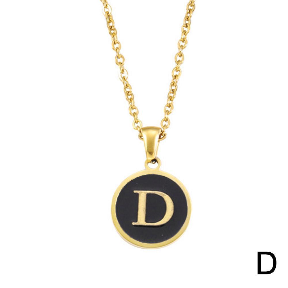 Collar con colgante redondo de 26 letras en inglés, de aleación simple, estilo Ins, muy popular en comercio exterior.