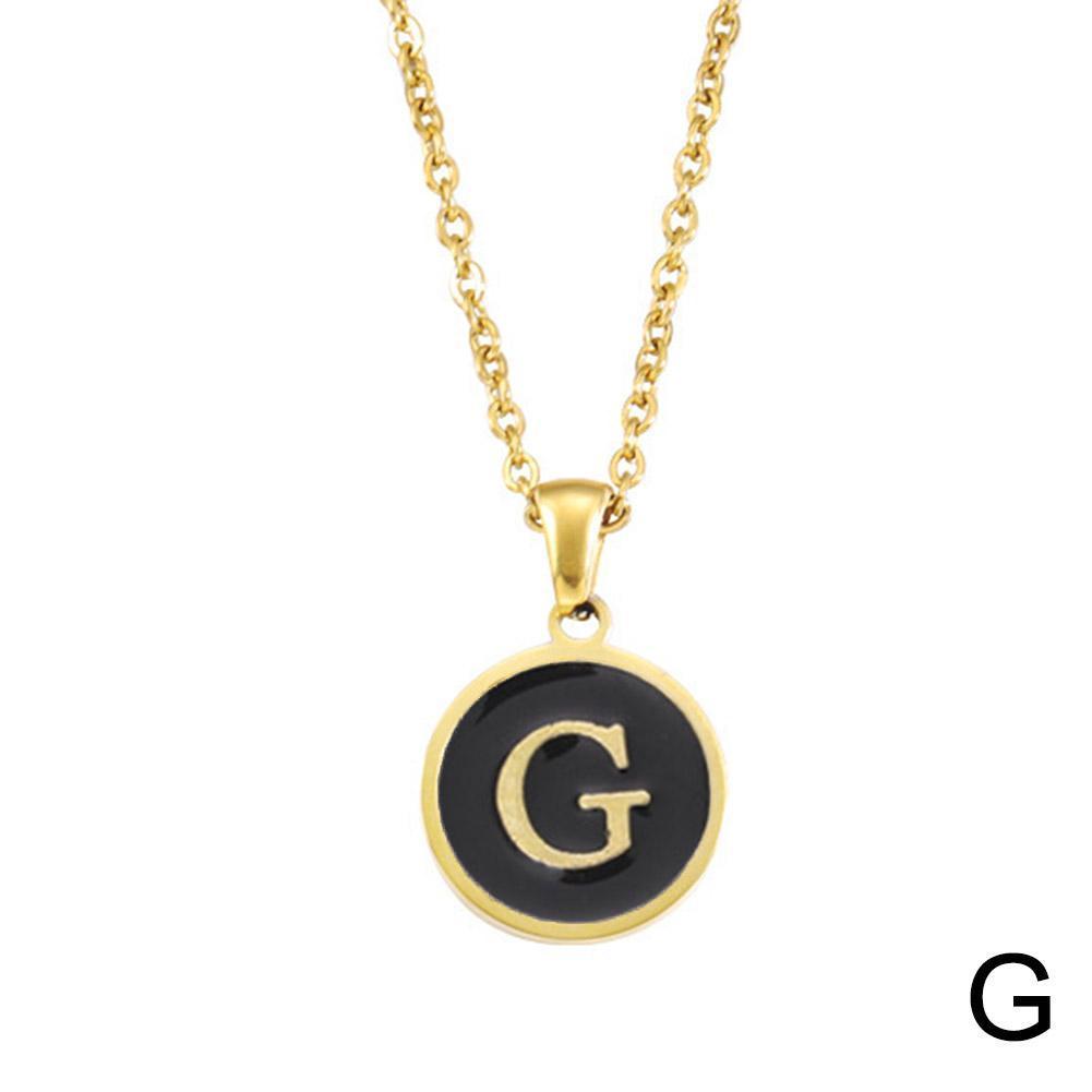 thumbnail image 1 of Collar con colgante redondo de 26 letras en inglés, de aleación simple, estilo Ins, muy popular en comercio exterior., 1 of 7