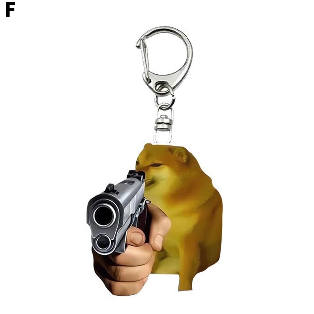 thumbnail image 1 of Cheems-Llavero con expresión de perro inútil, colgante de mochila escolar de celebridad de Internet, colgante divertido para estudiante, 1 of 2