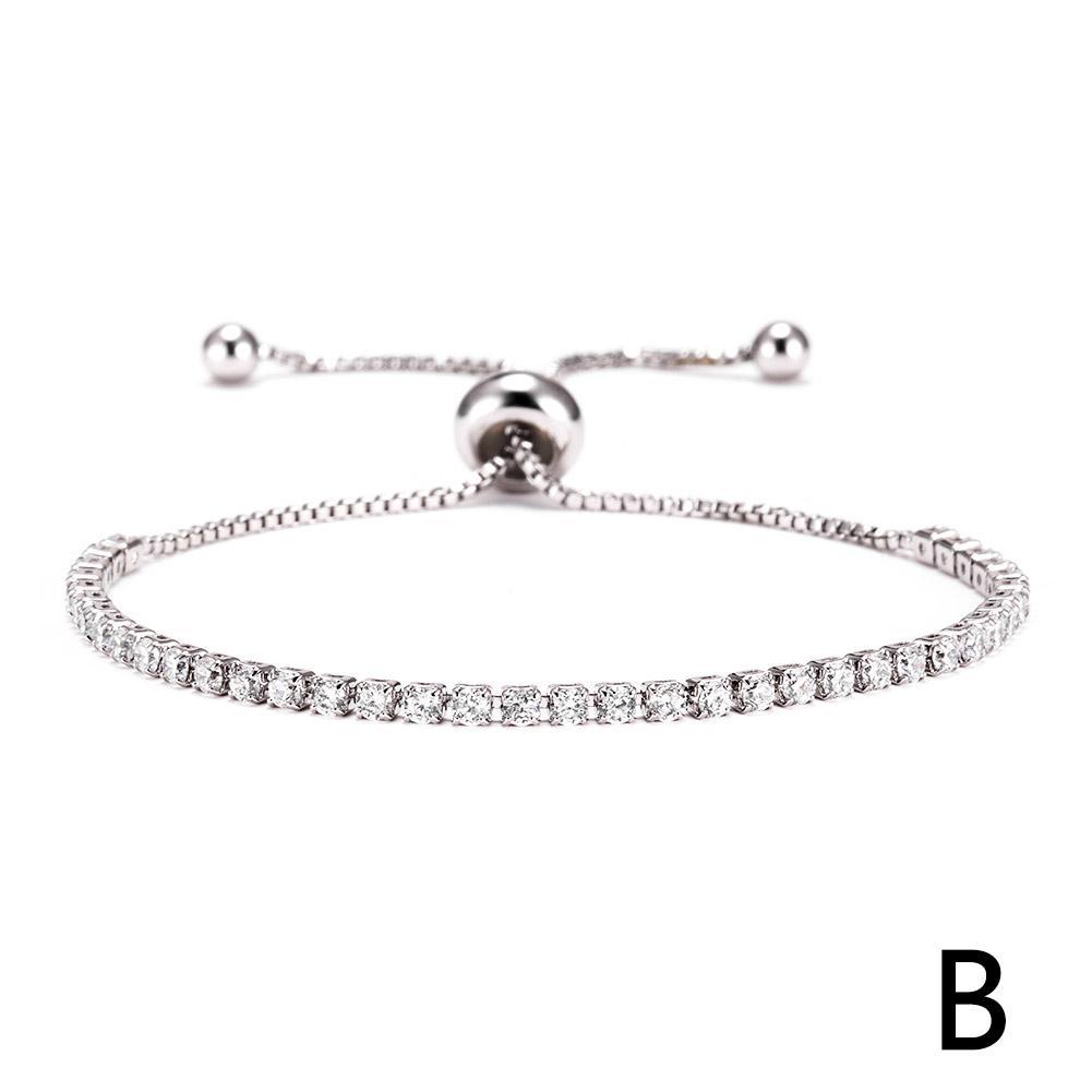 thumbnail image 1 of Pulsera ajustable con cadena de garra de diamantes de imitación telescópicos para mujer, sencilla y moderna, con microincrustaciones de cristal., 1 of 2
