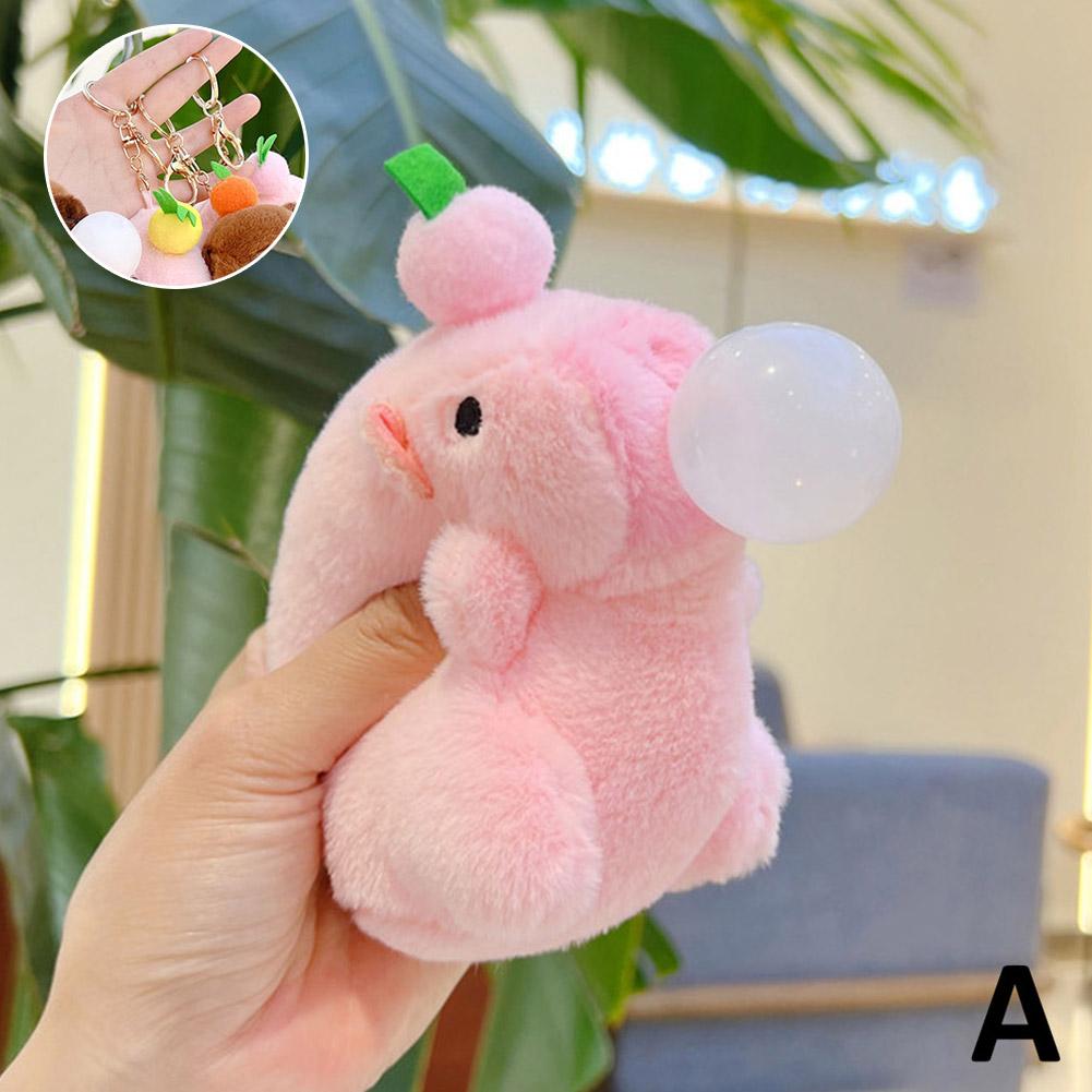 thumbnail image 1 of Peluche de carpincho que sopla burbujas, celebridad de Internet, llavero con colgante de carpincho, muñeca pequeña, muñeca de niña., 1 of 7