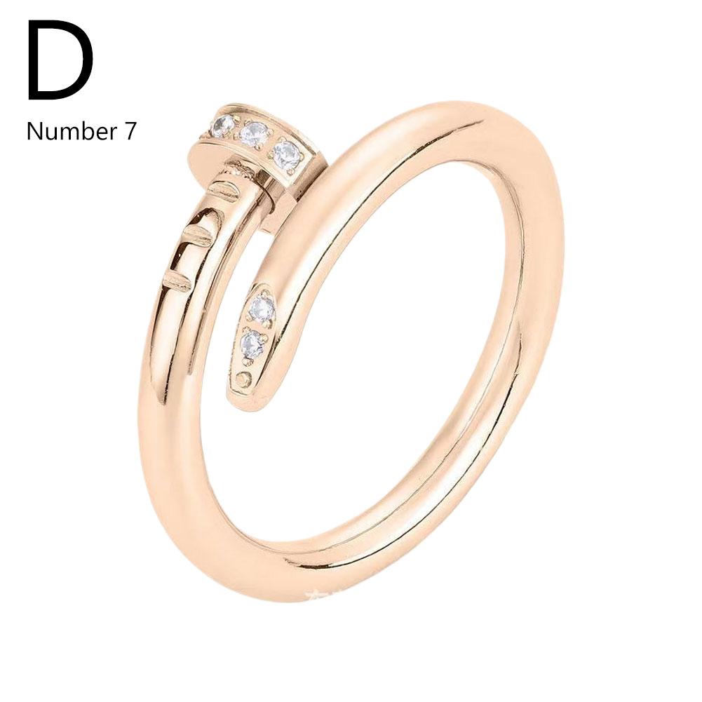 Anillo de joyería con clavo de diamante K Home, acero de titanio de alta calidad, doble capa chapada en oro, anillo de clavo abierto simple, joyería