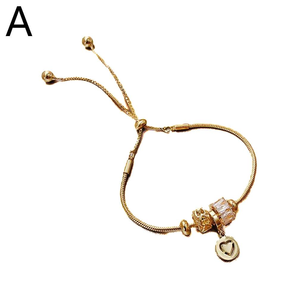 thumbnail image 1 of Pulsera de cuatro hojas con circonitas galvanizadas en oro auténtico, estilo coreano, de lujo, de alta gama, joyería de nicho., 1 of 2