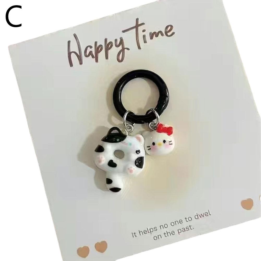 Lindo llavero de gato donut de dibujos animados, llavero estilo gato siamés Ktins, bolso escolar, colgante para auriculares, dulce