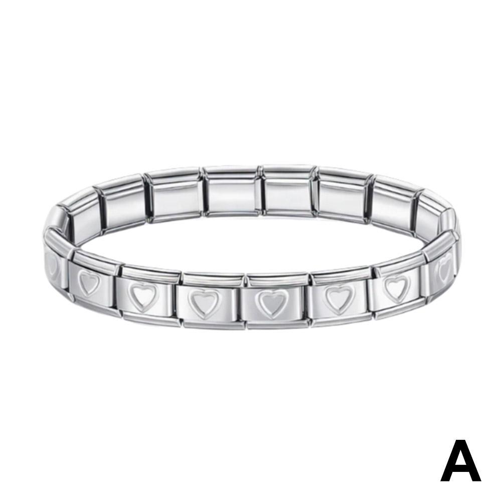 Pulsera de acero inoxidable con diseño de estrella de amor y módulo italiano, estilo europeo y americano, con empalme elástico desmontable.
