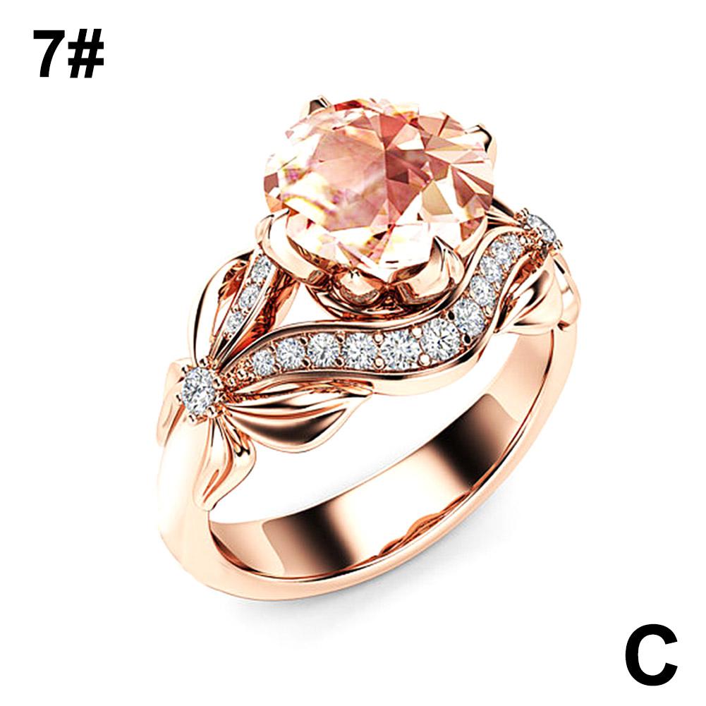 thumbnail image 1 of Anillo femenino de oro rosa con circonitas color champán y flor, artículos de moda, muy popular., 1 of 7