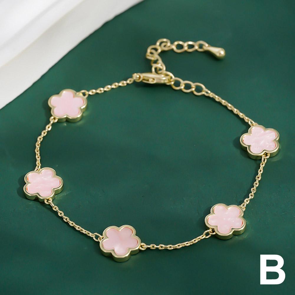 Pulsera de flores de cinco pétalos, estilo europeo y americano, con la suerte y la flor de cinco hojas.