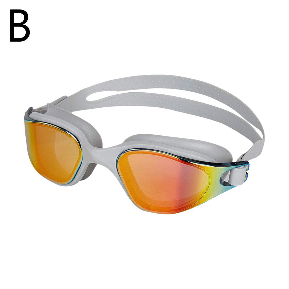 Gafas de natación para adultos de una pieza de silicona, montura grande, amplio campo de visión, impermeables y galvanizadas.