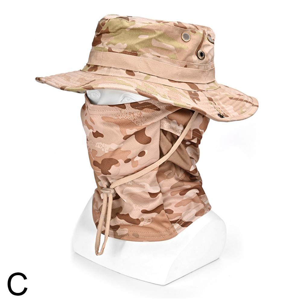 thumbnail image 1 of Sombrero de verano para exteriores, de camuflaje, para montañismo, ciclismo, protección solar, mascarilla facial completa, sombrero de pescador para hombre., 1 of 7