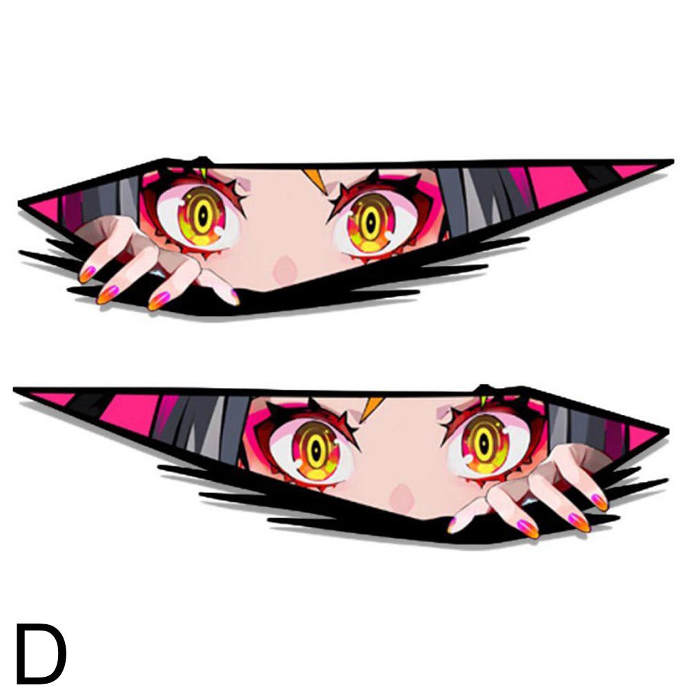 Pegatinas antiarañazos para bicicleta, coche eléctrico, diseño bidimensional de chica anime, con personalidad, reflectantes láser, con ojos geniales.