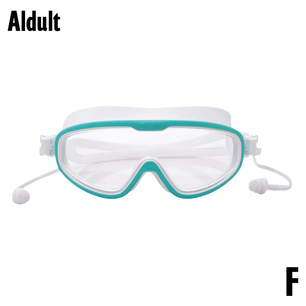 Gafas de natación para adultos con montura grande, impermeables y antivaho, de alta definición, con tapones para los oídos, de silicona, para niños.
