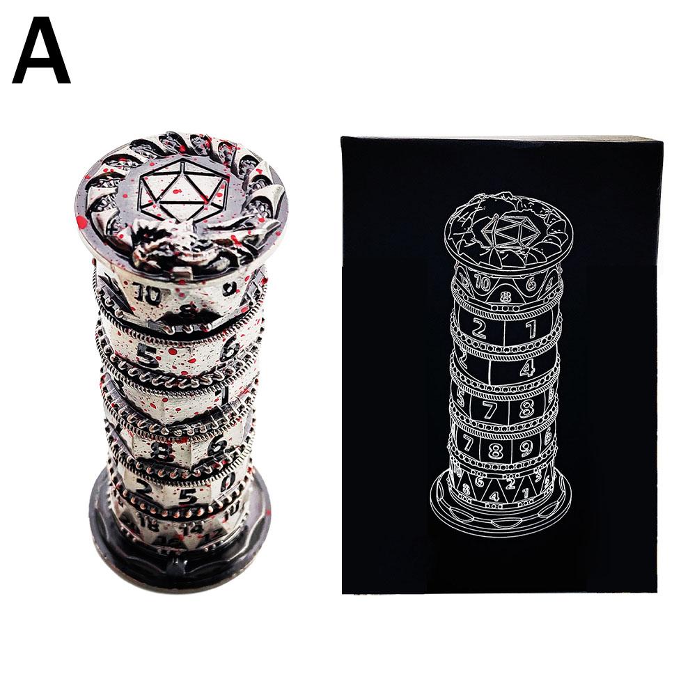 Mesa de juego de dados de poliedro con torre giratoria de metal 7 en 1