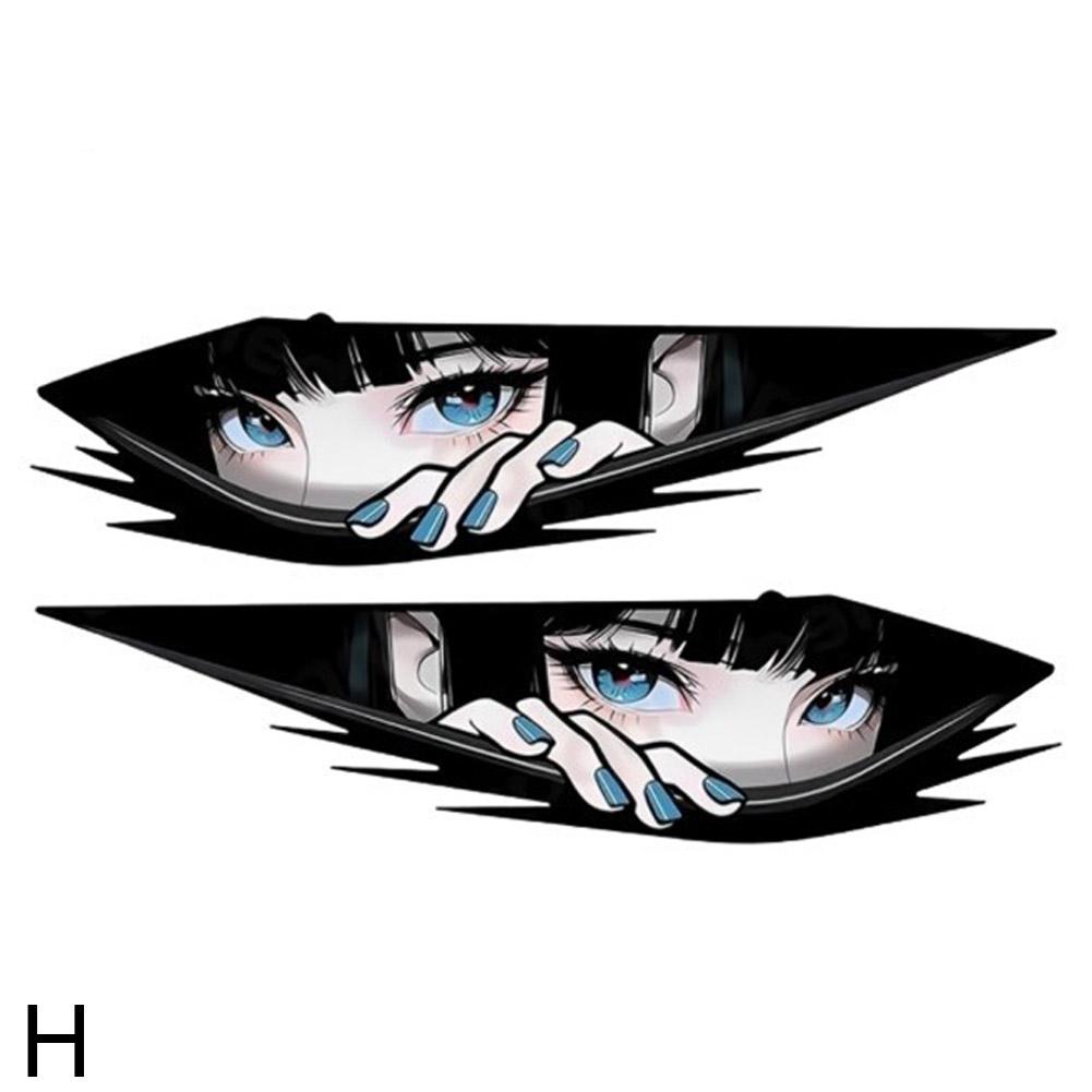 thumbnail image 1 of Pegatinas protectoras contra arañazos para coches eléctricos, dibujos animados bidimensionales, para chica, con personalidad, reflectantes láser, con ojos geniales., 1 of 2