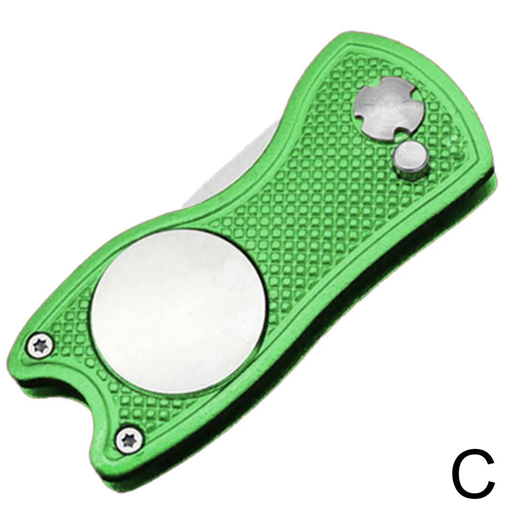Accesorios de golf Herramientas para exteriores Horquilla plegable de acero inoxidable con mango de plástico ABS Horquilla para reparación de césped