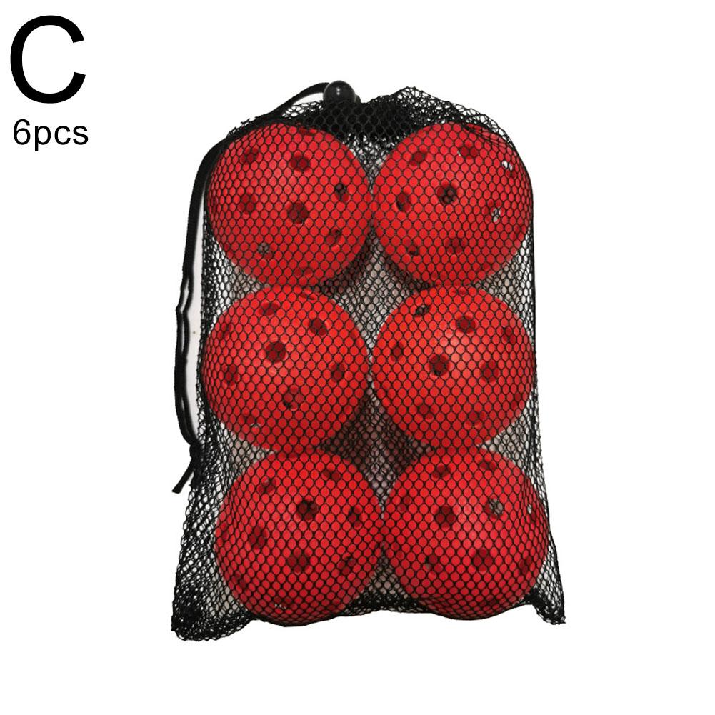 thumbnail image 1 of Juego de 6 bolas de Pickleball de plástico, 74 mm, 40 agujeros, 26 g, bolsa de malla negra, 1 of 7