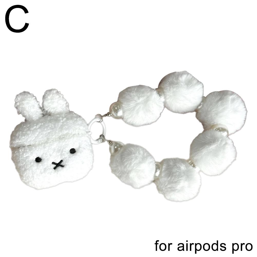 Estuche protector para auriculares Airpods 4/3 de otoño e invierno con diseño de conejo de peluche, de segunda y tercera generación, con cadena.