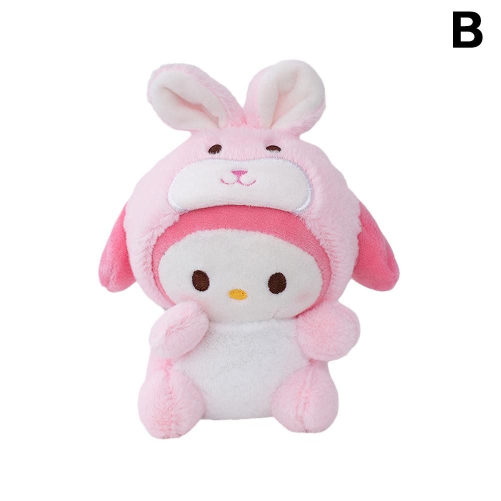 Llavero con colgante de peluche de conejo bebé transformado de Sanrio, muñeco bonito, pequeño regalo, muñeco de peluche